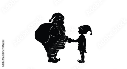 Santa Claus and an elf sharing a moment of connection and joy