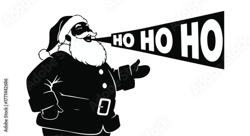 Jolly Santa Claus shouting 'Ho Ho Ho' with festive cheer