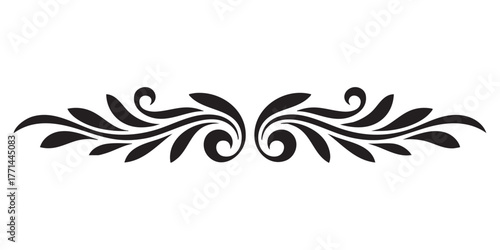 Elegant floral divider isolated on white background