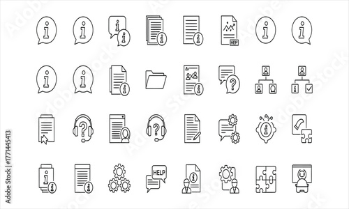 A Comprehensive Collection of Support and Information Icons for Documentation and Service