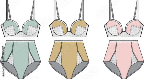 Lingerie Set Designs A Collection of Bra and Panty Outlines in Various Color Palettes