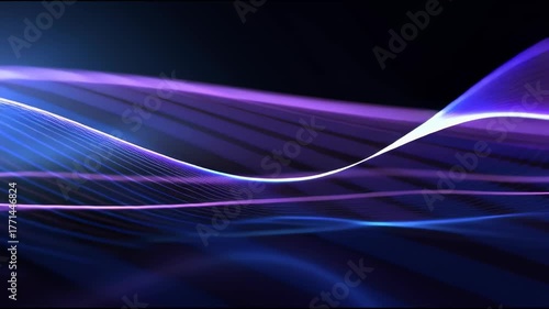 Abstract of Light and Lines: An abstract composition, a mesmerizing dance of light and form, with flowing lines, dynamic curves, and a palette of cool hues.