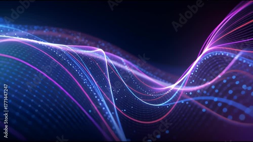 Abstract Digital Data Flow: A captivating visual of flowing digital data, depicted as vibrant, luminous lines against a deep, dark backdrop.