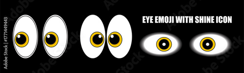 Eye emoji with shine icon looking sideways isolated vector illustration