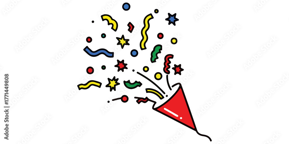 Fototapeta premium Party Popper Explosion Vector | Colorful Festive Celebration Elements
