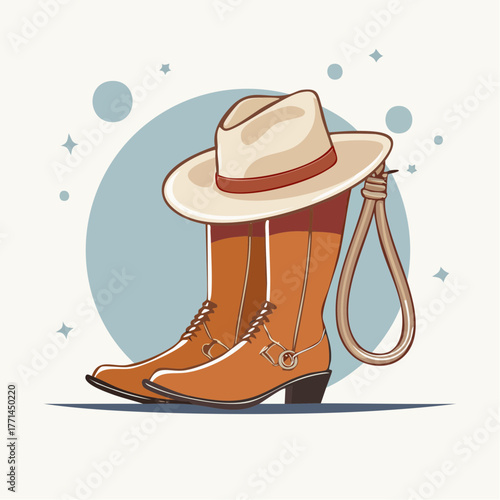 Icône vectorielle minimaliste représentant équipement western