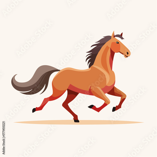 Illustration design plat de cheval marron moderne