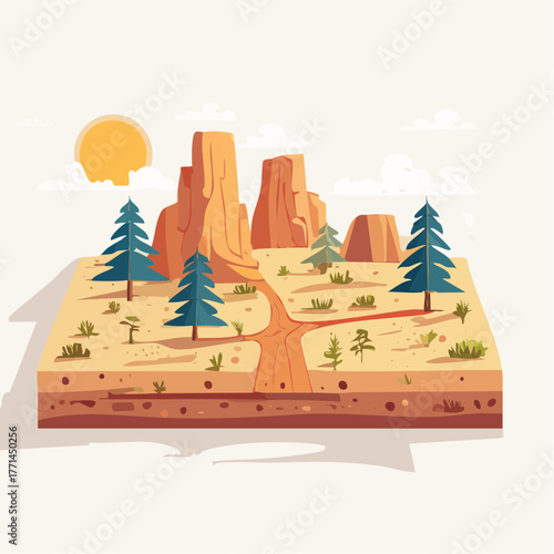 Icône vectorielle géométrique représentant territoire western