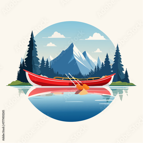 Illustration design plat de canoë rouge moderne