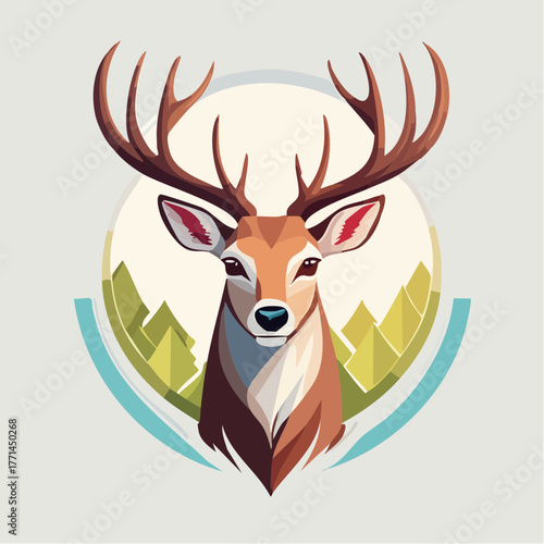 Cerf stylisé isolé symbole faune canadienne