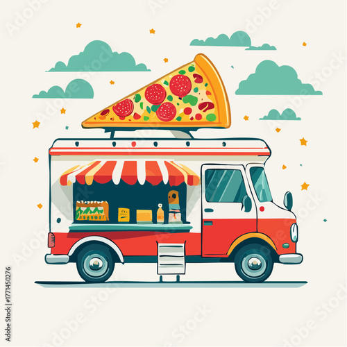 Icône vectorielle minimaliste représentant street food et été