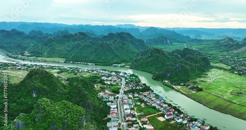 Wallpaper Mural Aerial view of Phong Nha in Northern Vietnam. Phong Nha is home to the world's largest cave, Hang Son Doong. It is almost 3 million years old and is the ultimate adrenaline-filled cave experience. Torontodigital.ca
