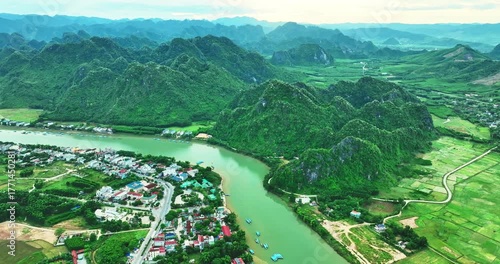 Wallpaper Mural Aerial view of Phong Nha in Northern Vietnam. Phong Nha is home to the world's largest cave, Hang Son Doong. It is almost 3 million years old and is the ultimate adrenaline-filled cave experience. Torontodigital.ca