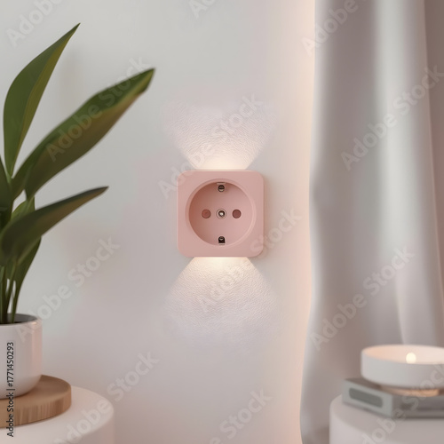 Minimal Pink Power Outlet for Interior Design 3D