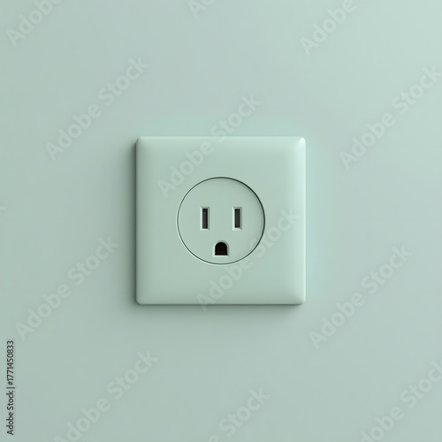 Modern Pastel Green Wall Socket in Minimal Style 3D