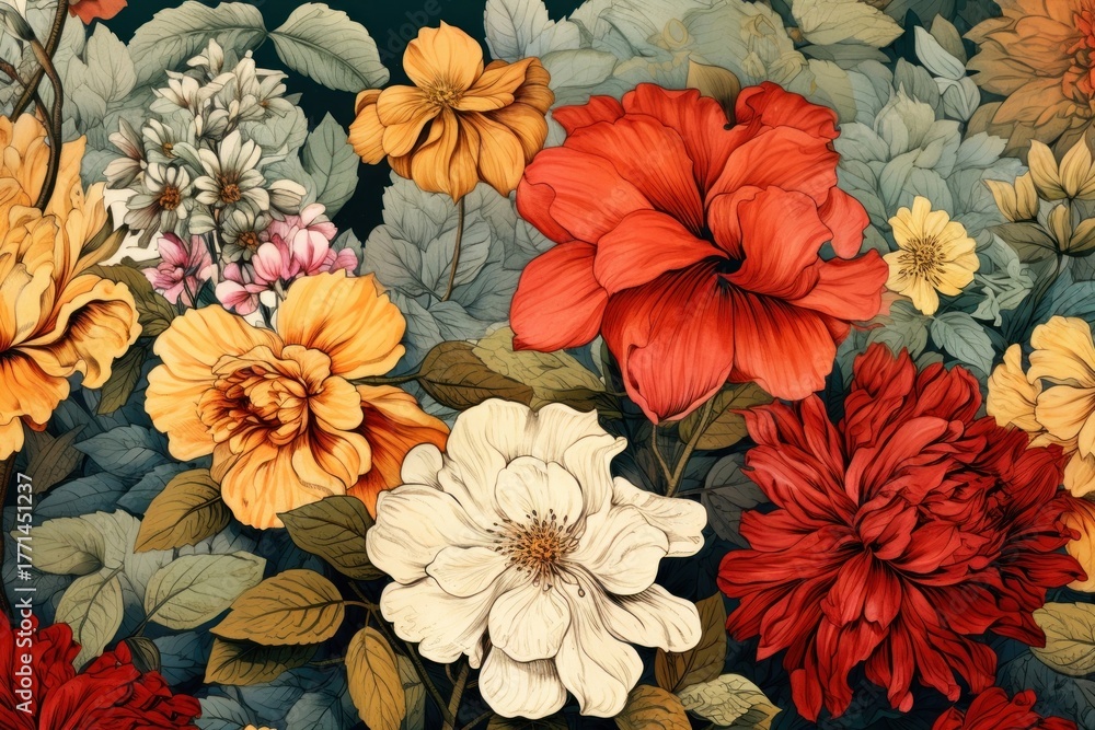 Fototapeta premium Vintage flower pattern petal plant.