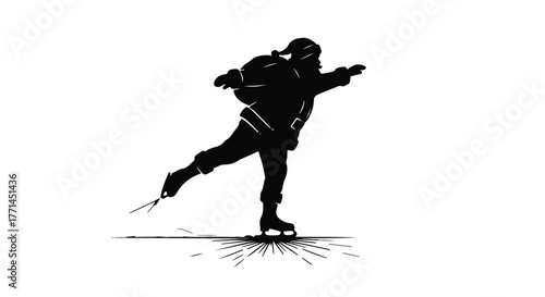 Silhouette of a person gracefully ice skating on a frozen surface, capturing the joy of winter sport.