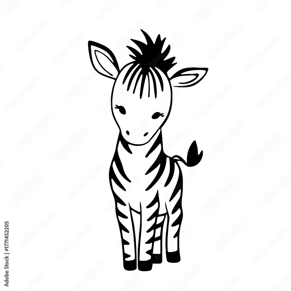 Obraz premium Zebra. Zebra simple black and white line art vector logo
