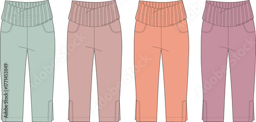 A Variety of Stylish Women's Capri Pants A Fashion Illustration Showcase of Color and Design