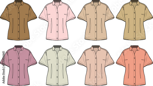 Fashionable short-sleeved collared shirts in a variety of appealing colors for everyday wear and professional settings