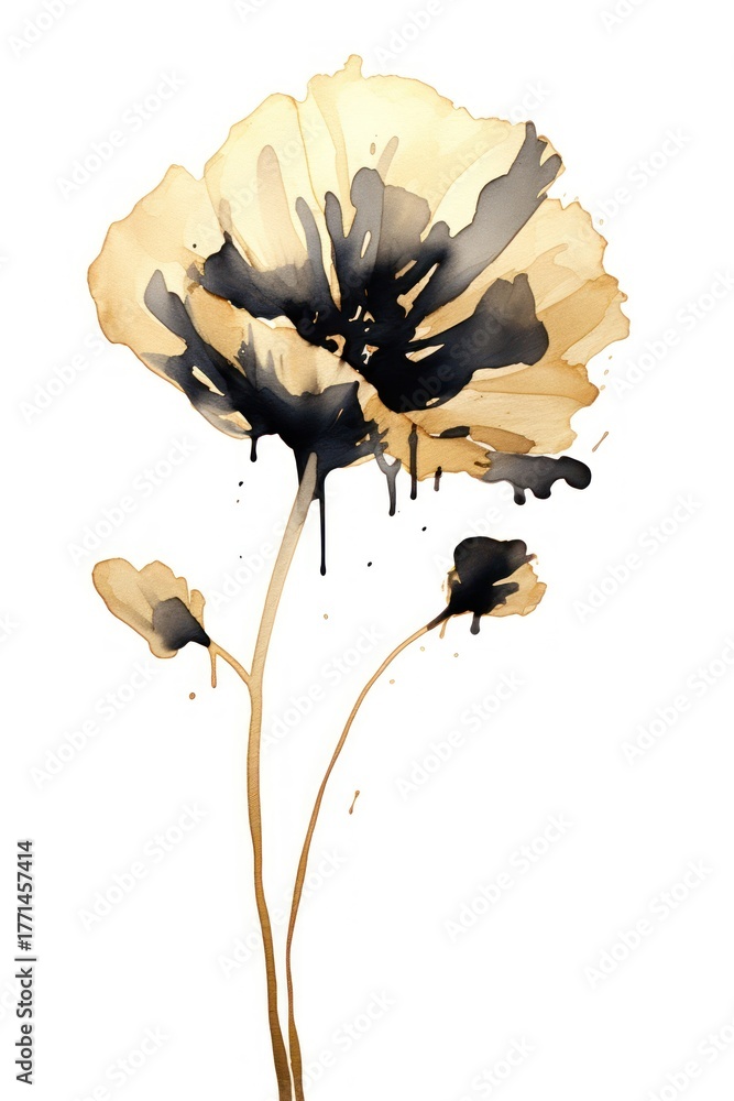Fototapeta premium Black color poppy painting flower nature.