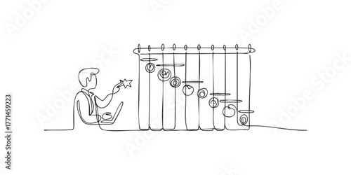 Person using laptop places star on timeline