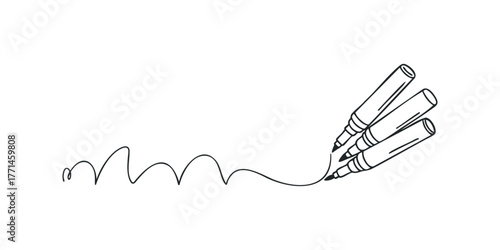 Three markers creating a continuous line stroke