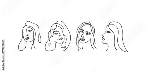 Abstract Line Art Portraits of Four Women