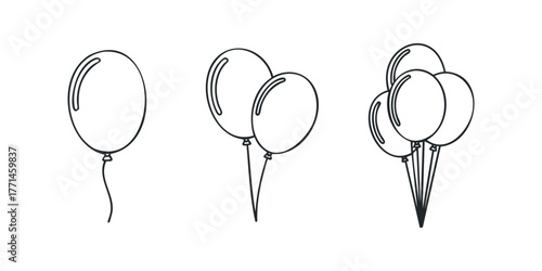 Outline of balloons in varying quantities