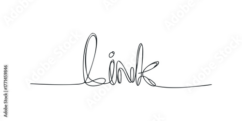 Continuous line drawing of the word link