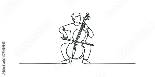 Musician playing cello with bow