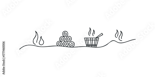 Sauna accessories steam bath and rolled towels