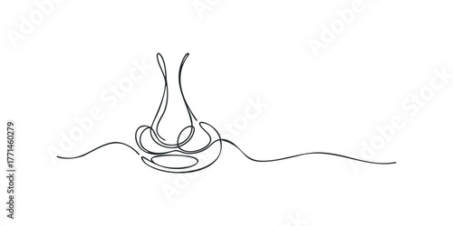 Nose drawn with continuous black line on white background