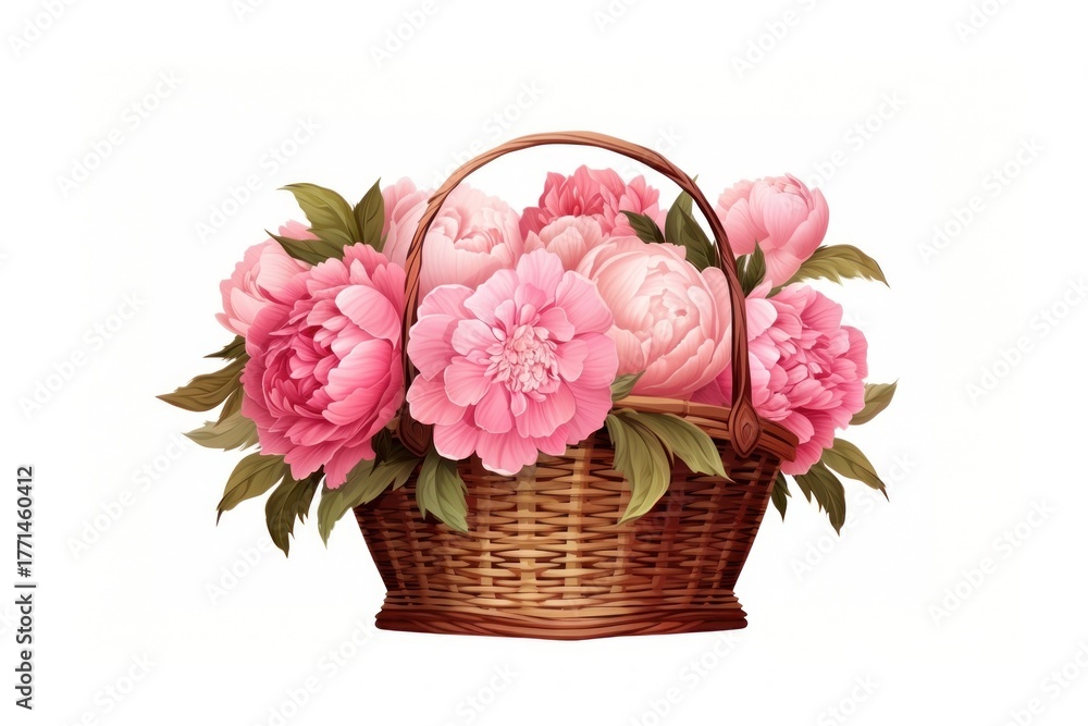 Obraz premium Flower basket wicker plant.