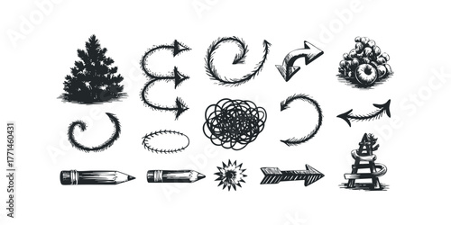 Hand Drawn Arrows and Sketch Objects Collection