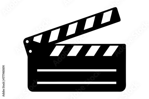 Movie clapperboard silhouette vector,  Clapboard black symbol
