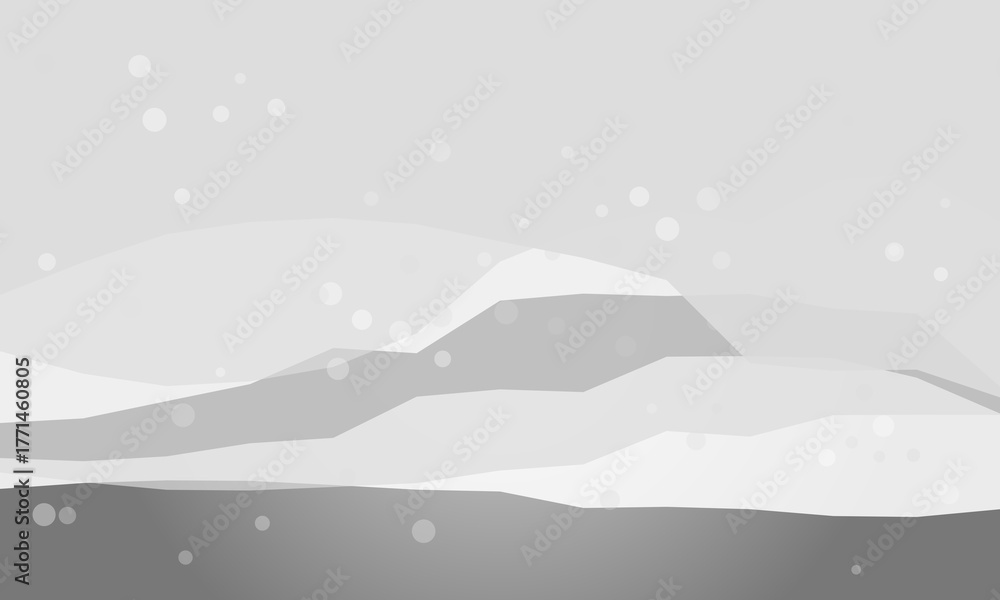 Obraz premium Abstract geometric landscape with soft circles in grayscale