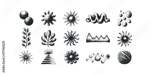 Collection of Hand Drawn Sketch Icons and Symbols
