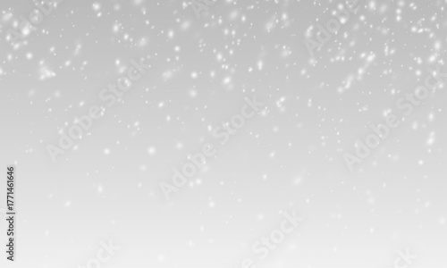 Snow overlay with falling scattered snowflakes on transparent background
