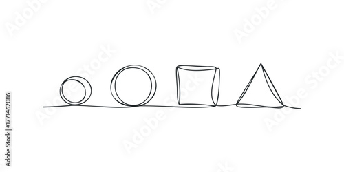 Simple geometric shapes drawn with continuous line