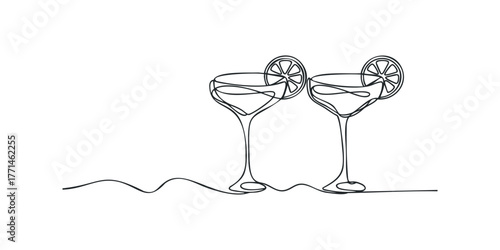 Two Elegant Martini Glasses with Citrus Slices