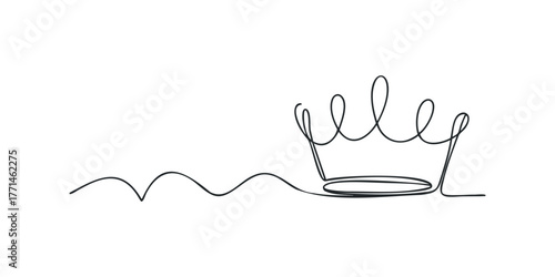 Continuous Line Crown Outline Isolated