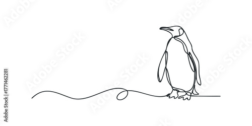Minimalist penguin single line drawing