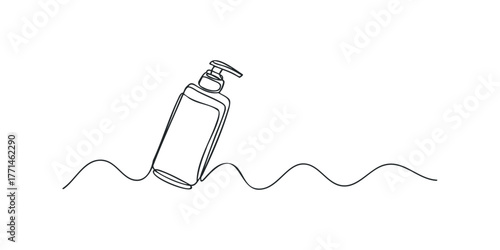 Liquid dispenser bottle on a wavy line