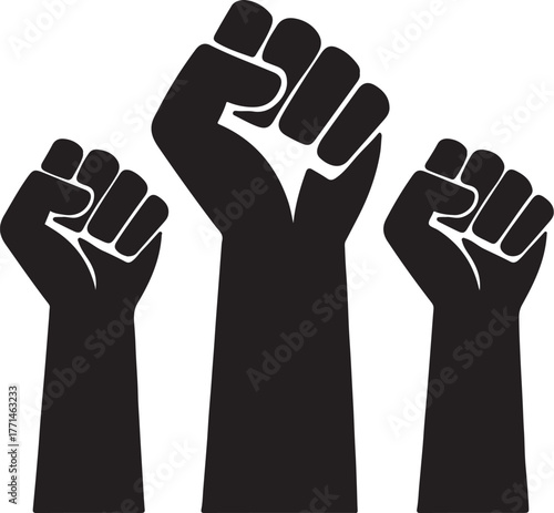 PrintThree black fists raised in solidarity and protest