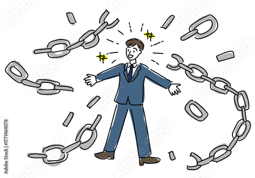 鎖を解き放つ会社員、退職・転職のイメージ