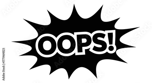 Black comic book burst with the word oops inside graphic design