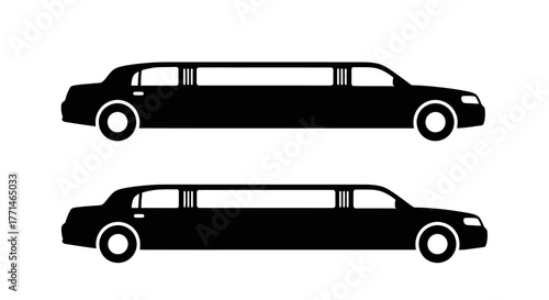 Two black limousine silhouettes illustrating vehicle length and design variations