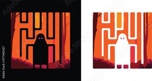 ghost hunting t-shirt design vector illustration of a silhouette 