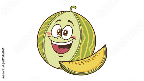 funny cartoon melon happy smiling